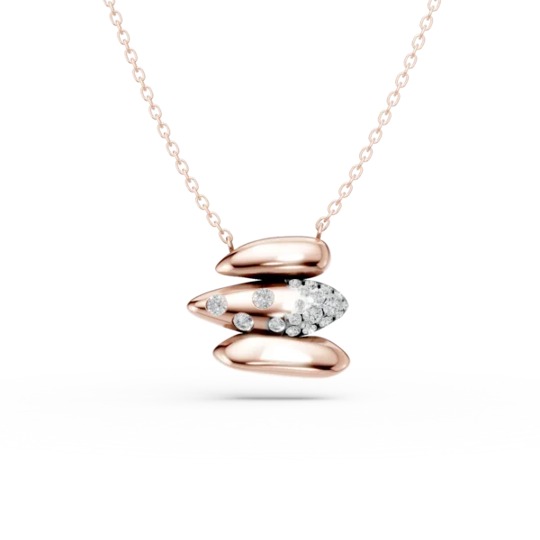 Lant cu pandantiv din aur roz cu diamante de 0.2ct