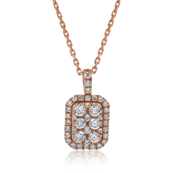 Lant cu pandantiv din aur roz cu diamante de 0.4ct