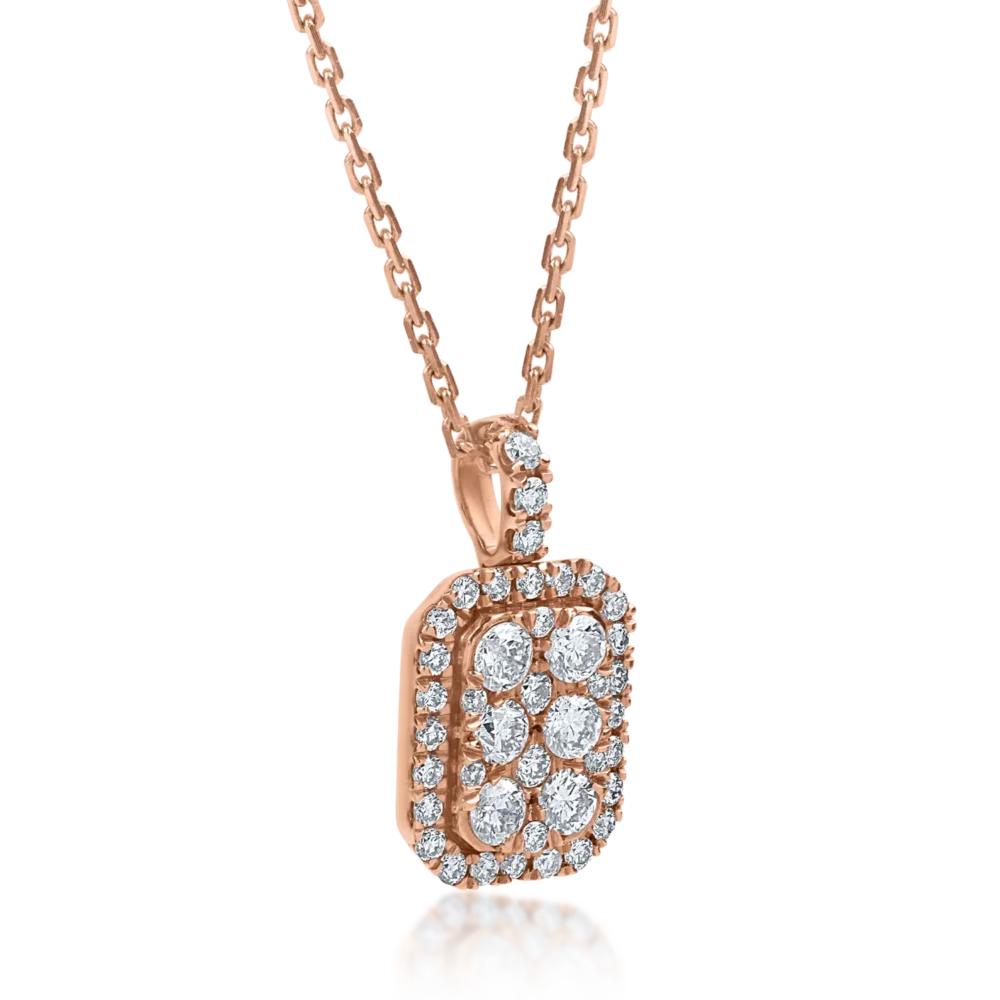 Lant cu pandantiv din aur roz cu diamante de 0.4ct - imagine 2