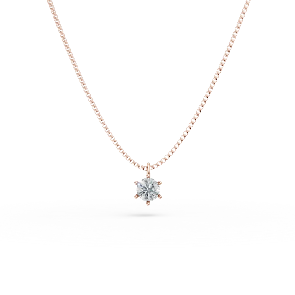 Lant cu pandantiv din aur roz cu zirconia