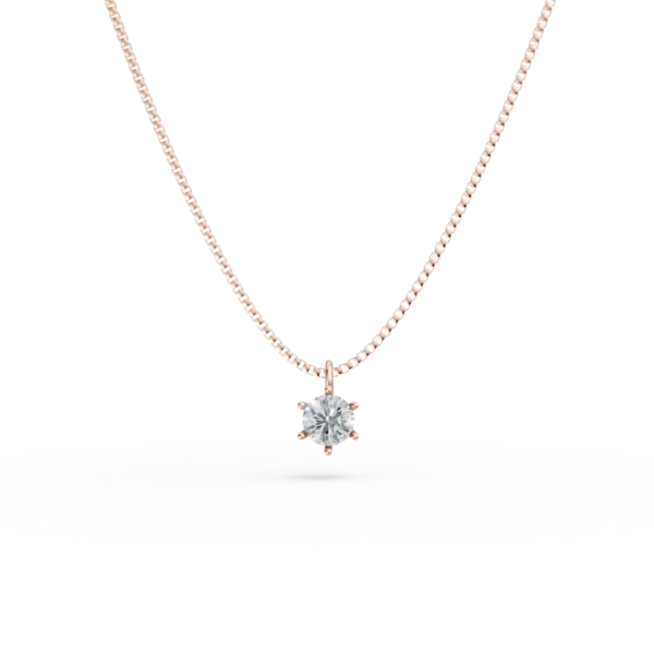 Lant cu pandantiv din aur roz cu zirconia