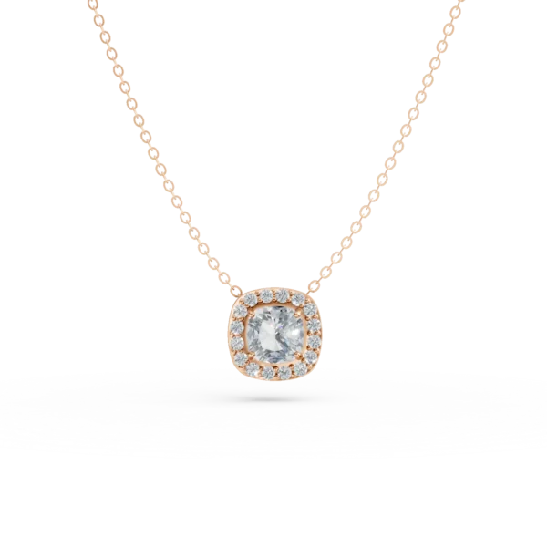 Lant cu pandantiv din aur roz cu zirconii