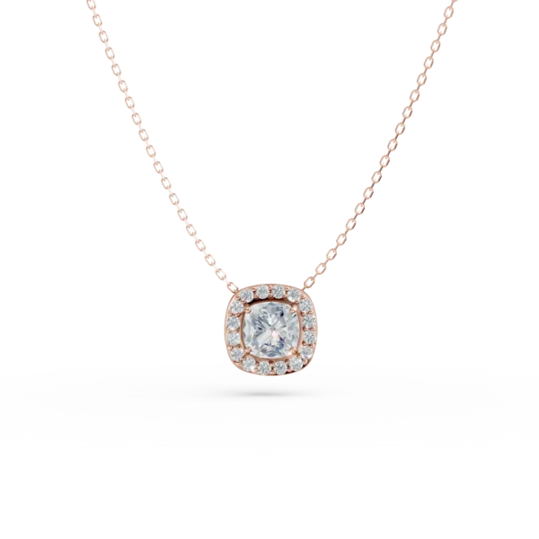 Lant cu pandantiv din aur roz cu zirconii