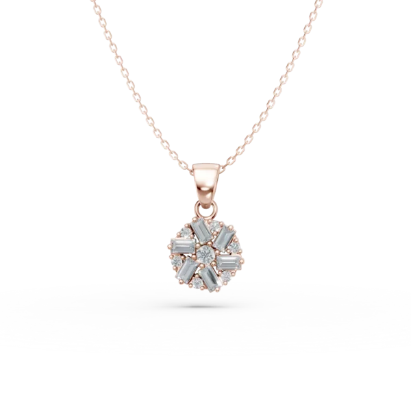 Lant cu pandantiv din aur roz cu zirconii