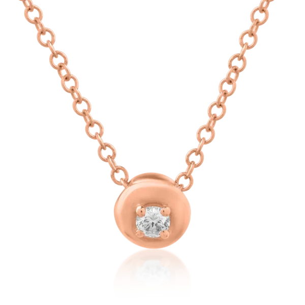 Lant cu pandantiv din aur roz cu diamant de 0.042ct