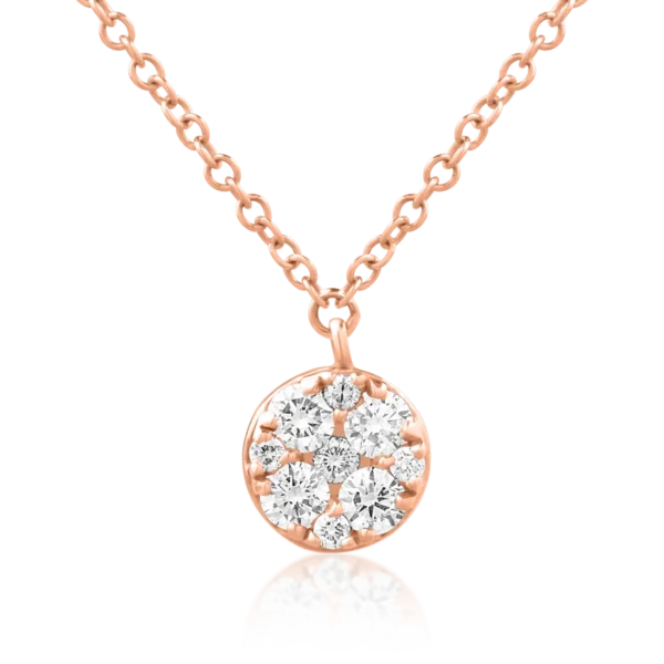 Lant cu pandantiv din aur roz cu diamante de 0.23ct
