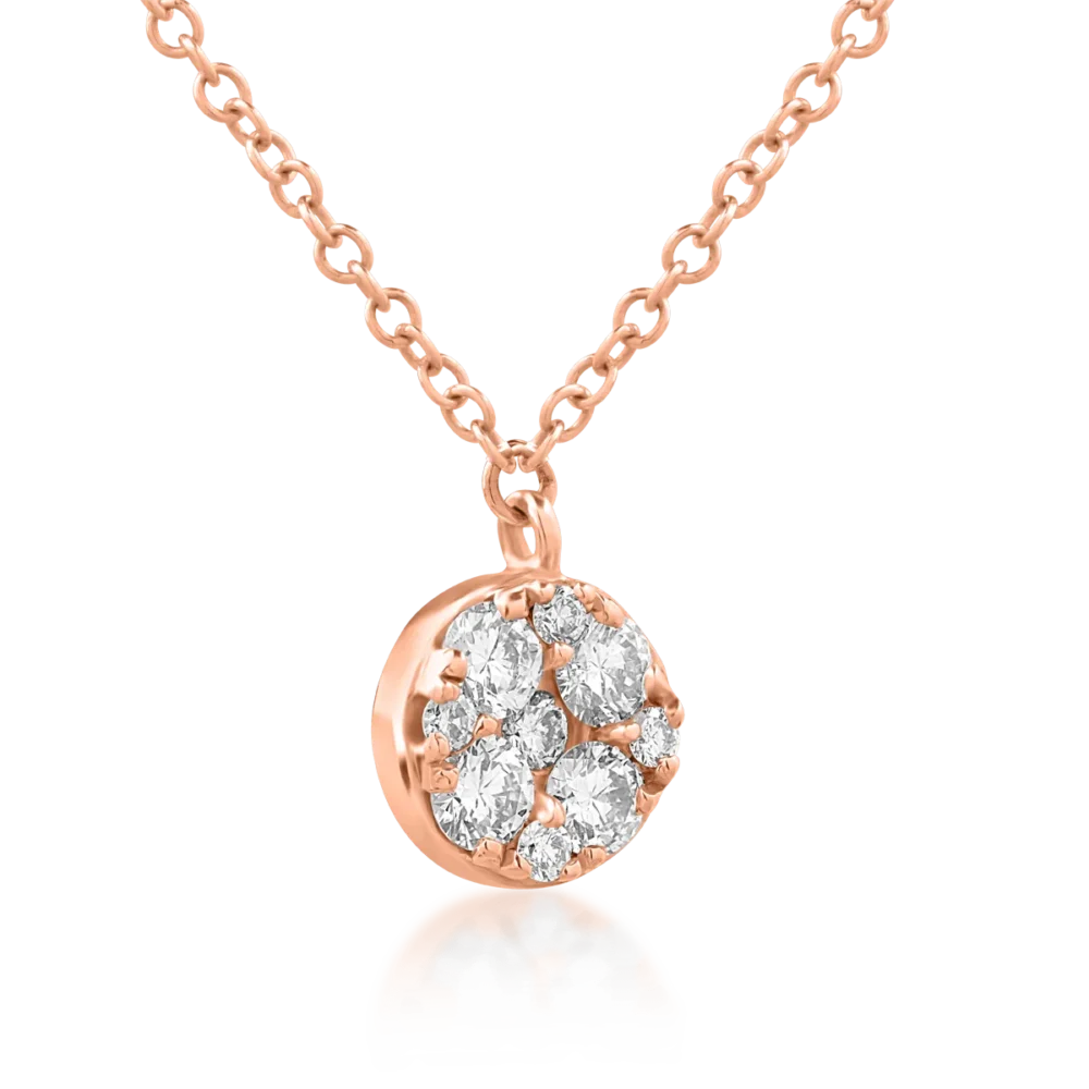 Lant cu pandantiv din aur roz cu diamante de 0.23ct - imagine 2