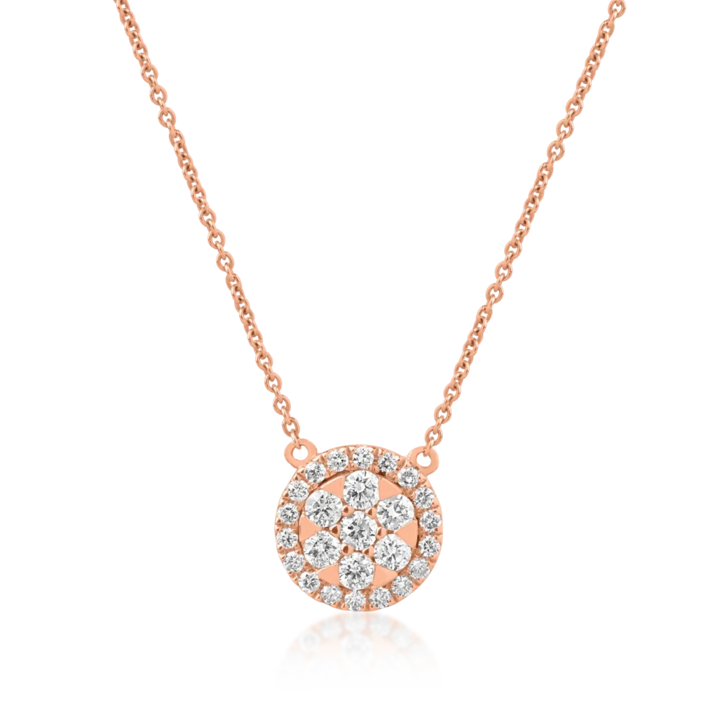 Lant cu pandantiv din aur roz cu diamante de 0.41ct