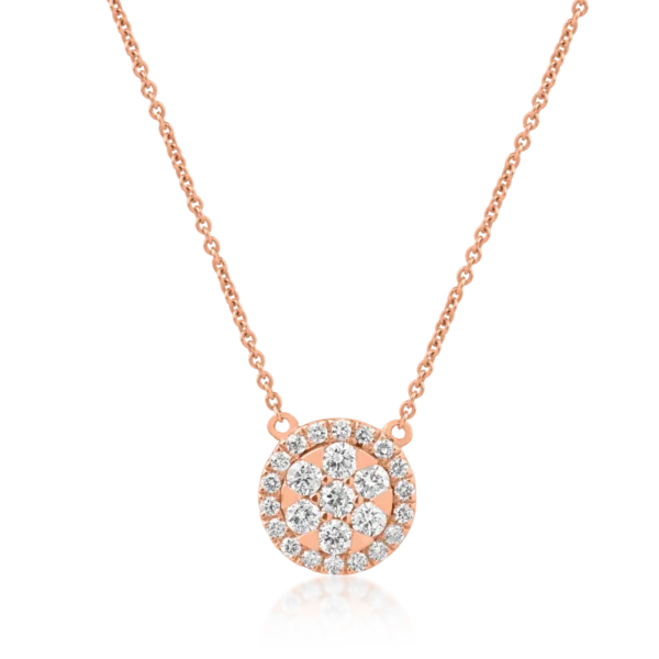 Lant cu pandantiv din aur roz cu diamante de 0.41ct