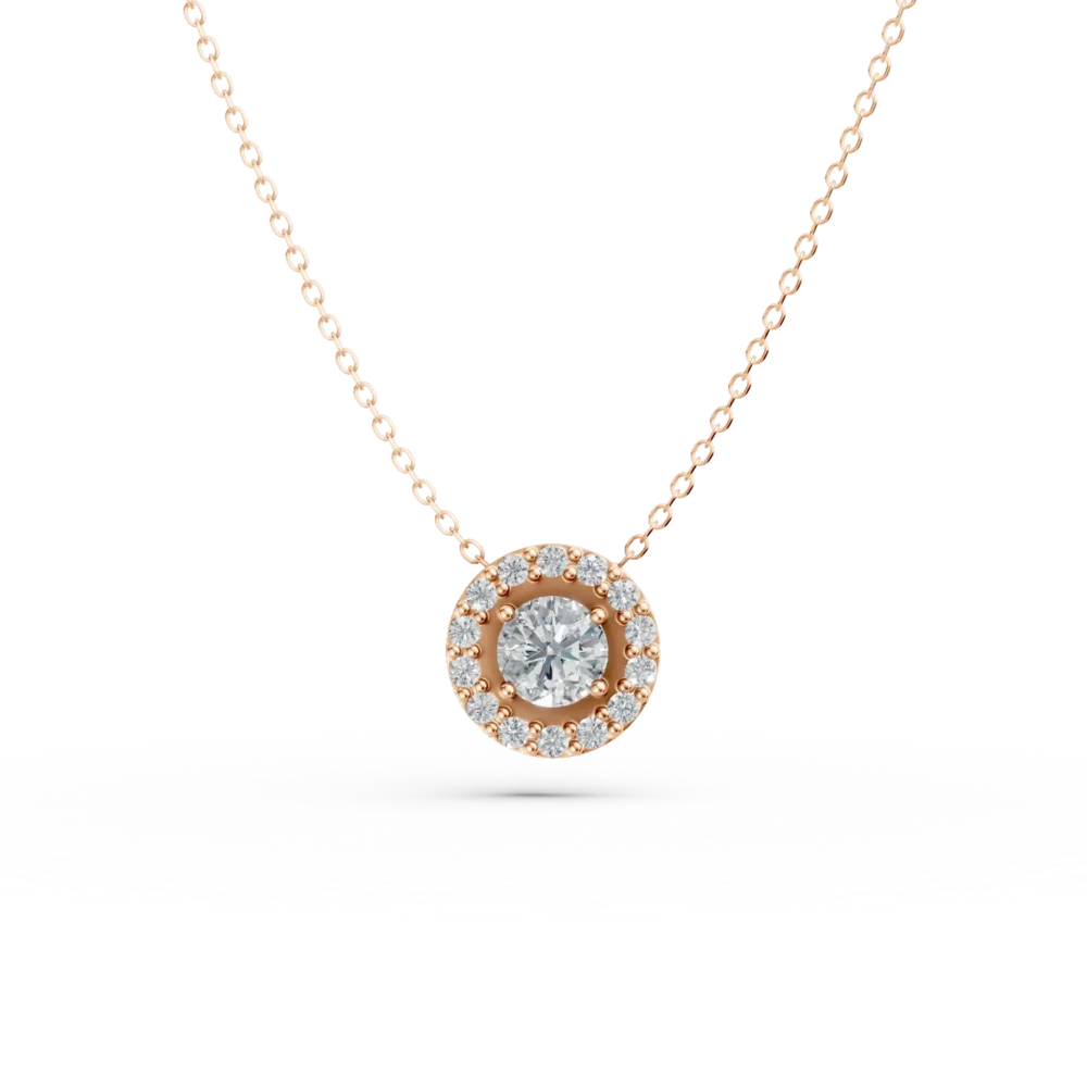 Lant cu pandantiv din aur roz