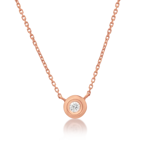 Lant cu pandantiv din aur roz cu diamant de 0.033ct