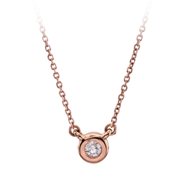 Lant cu pandantiv din aur roz cu diamant de 0.04ct