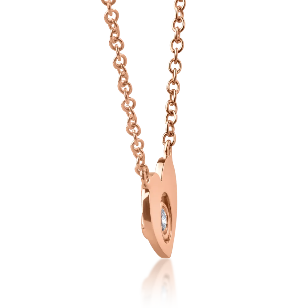 Lant cu pandantiv din aur roz cu diamant de 0.05ct - imagine 3