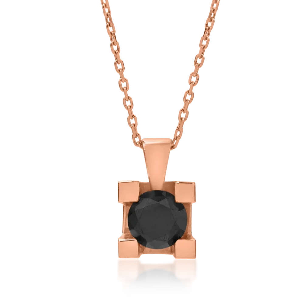 Lant cu pandantiv din aur roz cu diamant negru de 1.04ct