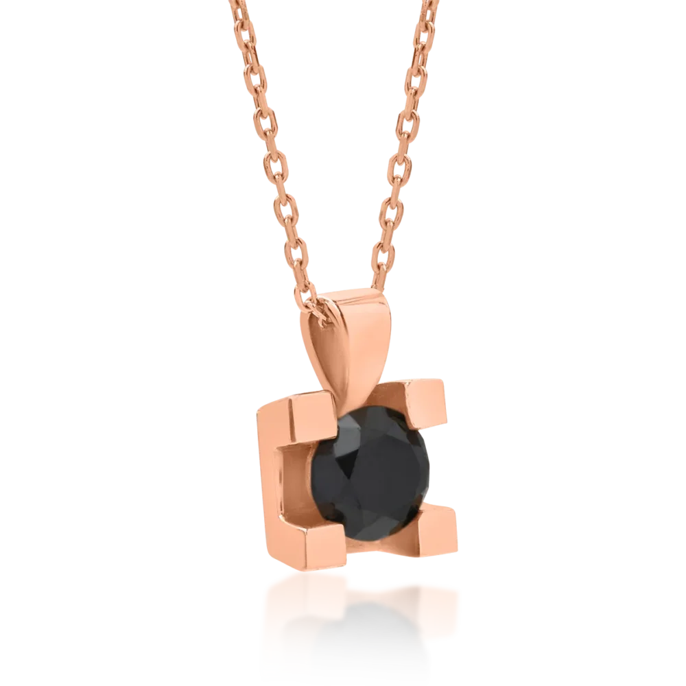 Lant cu pandantiv din aur roz cu diamant negru de 1.04ct - imagine 2