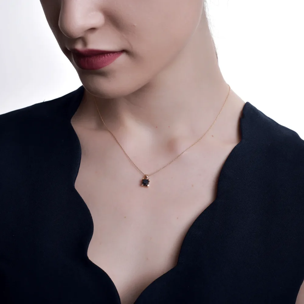 Lant cu pandantiv din aur roz cu diamant negru de 1.04ct - imagine 4