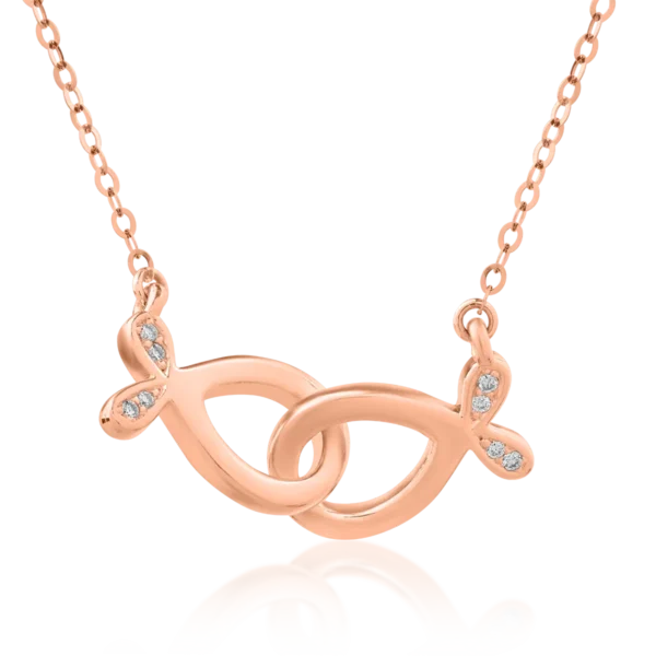 Lant cu pandantiv din aur roz cu diamante de 0.016ct