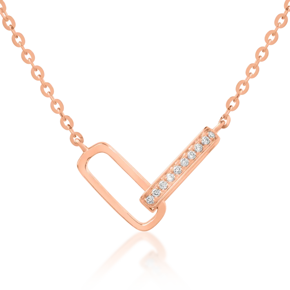 Lant cu pandantiv din aur roz cu diamante de 0.025ct