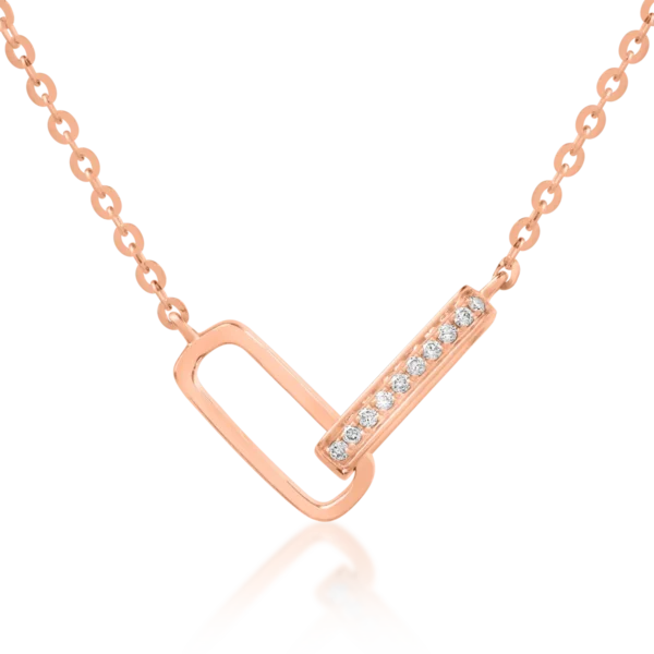 Lant cu pandantiv din aur roz cu diamante de 0.025ct