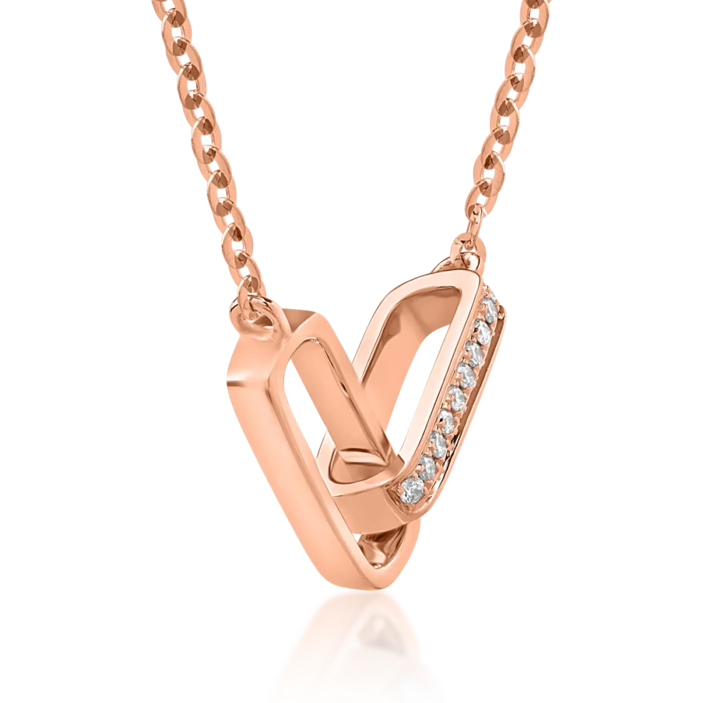 Lant cu pandantiv din aur roz cu diamante de 0.025ct - imagine 3