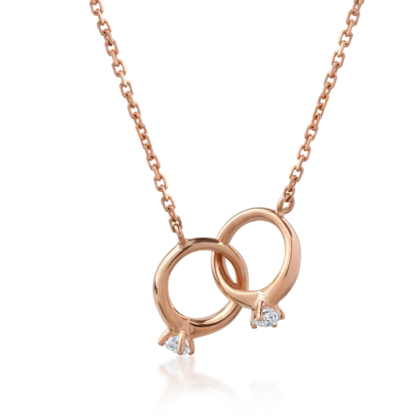 Lant cu pandantiv din aur roz cu diamante de 0.048ct