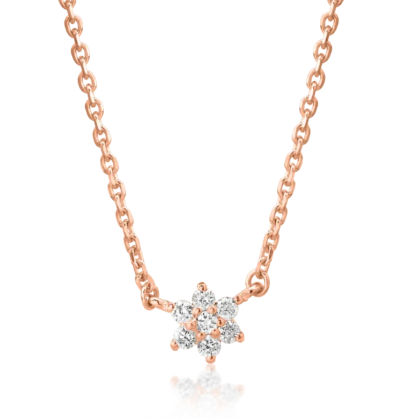 Lant cu pandantiv din aur roz cu diamante de 0.08ct