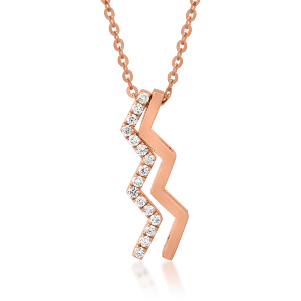 Lant cu pandantiv din aur roz cu diamante de 0.102ct