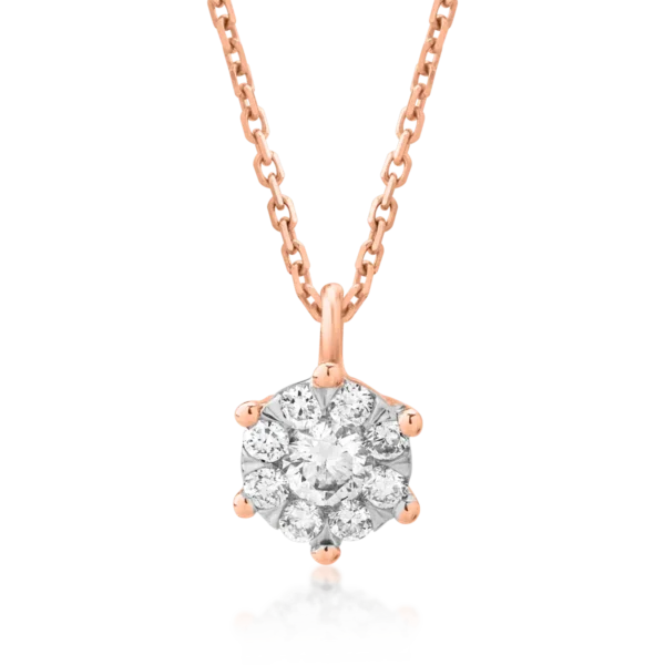 Lant cu pandantiv din aur roz cu diamante de 0.166ct