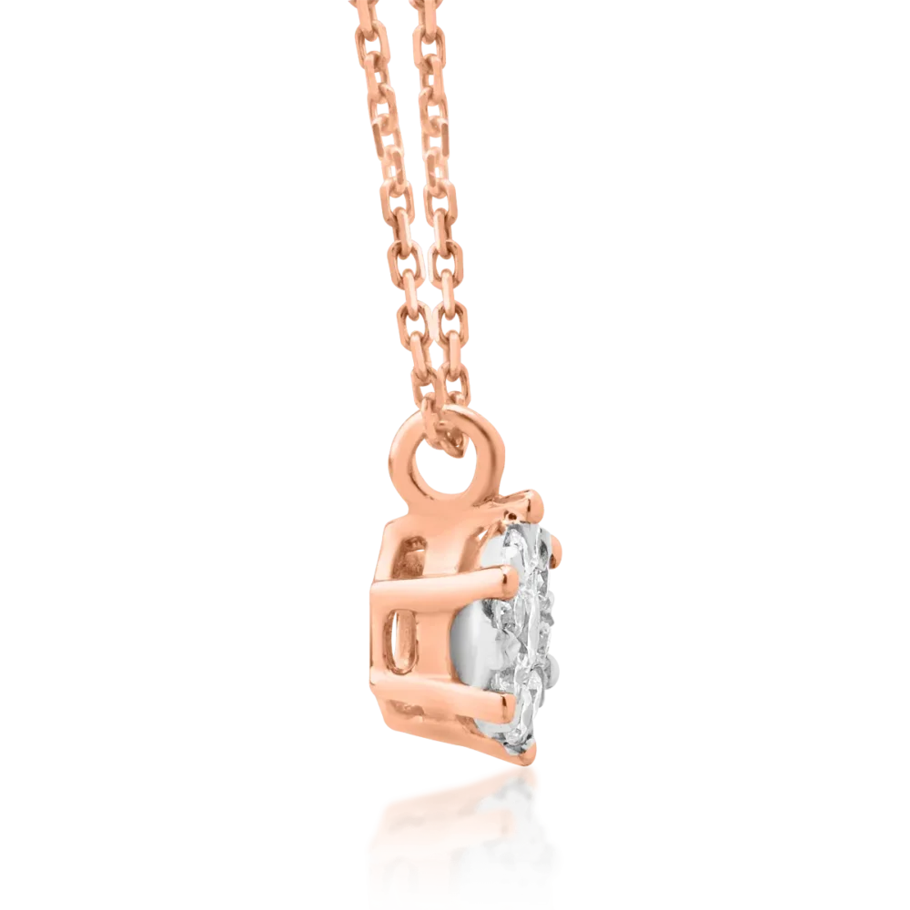 Lant cu pandantiv din aur roz cu diamante de 0.166ct - imagine 3