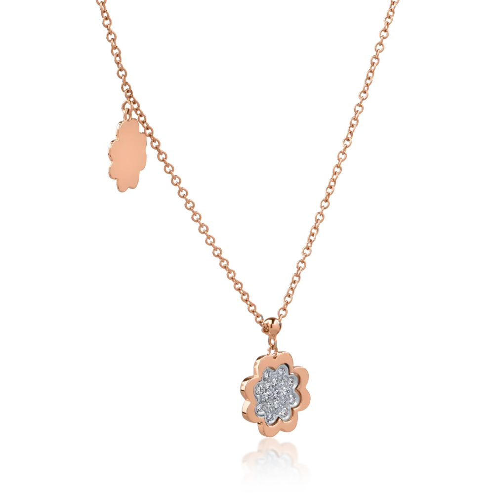 Lant cu pandantiv din aur roz cu diamante de 0.17ct - imagine 2