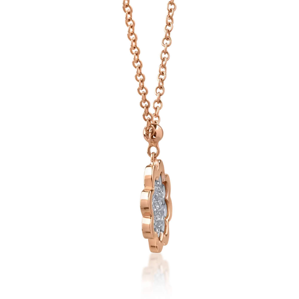Lant cu pandantiv din aur roz cu diamante de 0.17ct - imagine 3