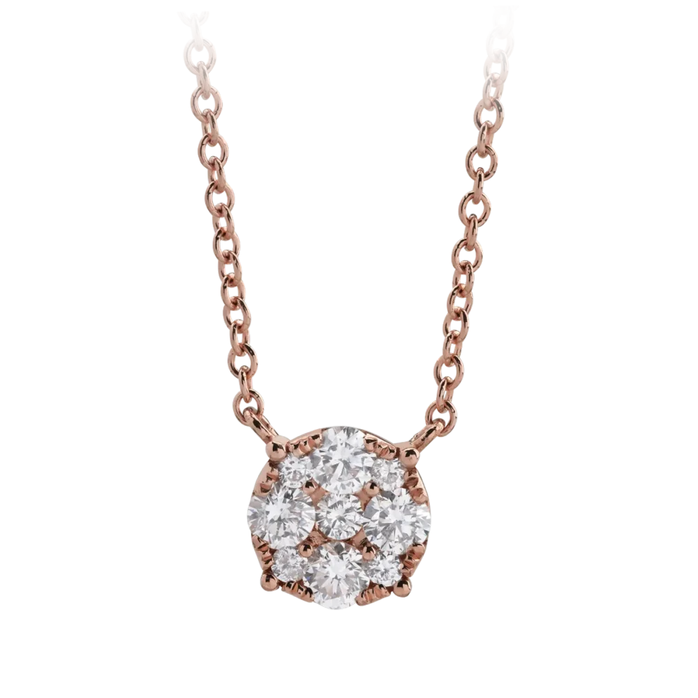 Lant cu pandantiv din aur roz cu diamante de 0.36ct