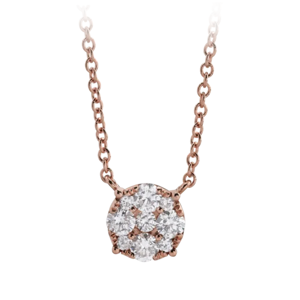 Lant cu pandantiv din aur roz cu diamante de 0.36ct