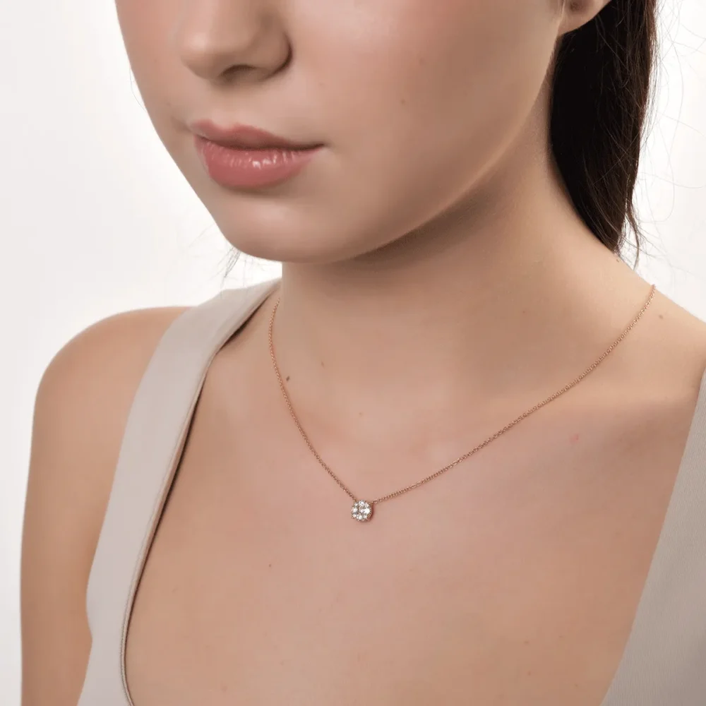 Lant cu pandantiv din aur roz cu diamante de 0.36ct - imagine 2