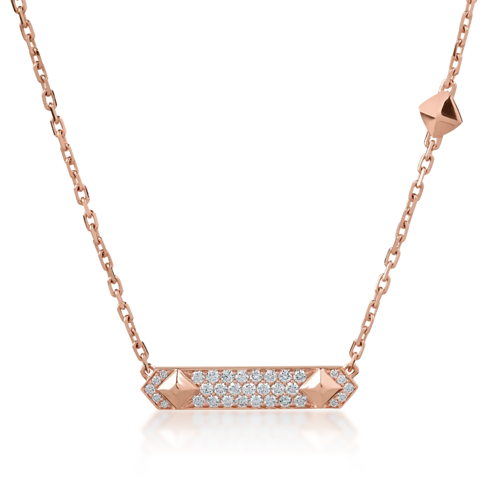 Lant cu pandantiv din aur roz cu diamante de 0.65ct