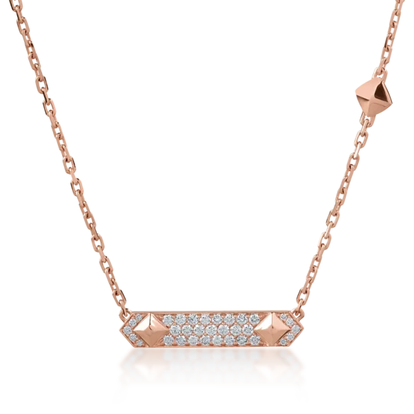 Lant cu pandantiv din aur roz cu diamante de 0.65ct