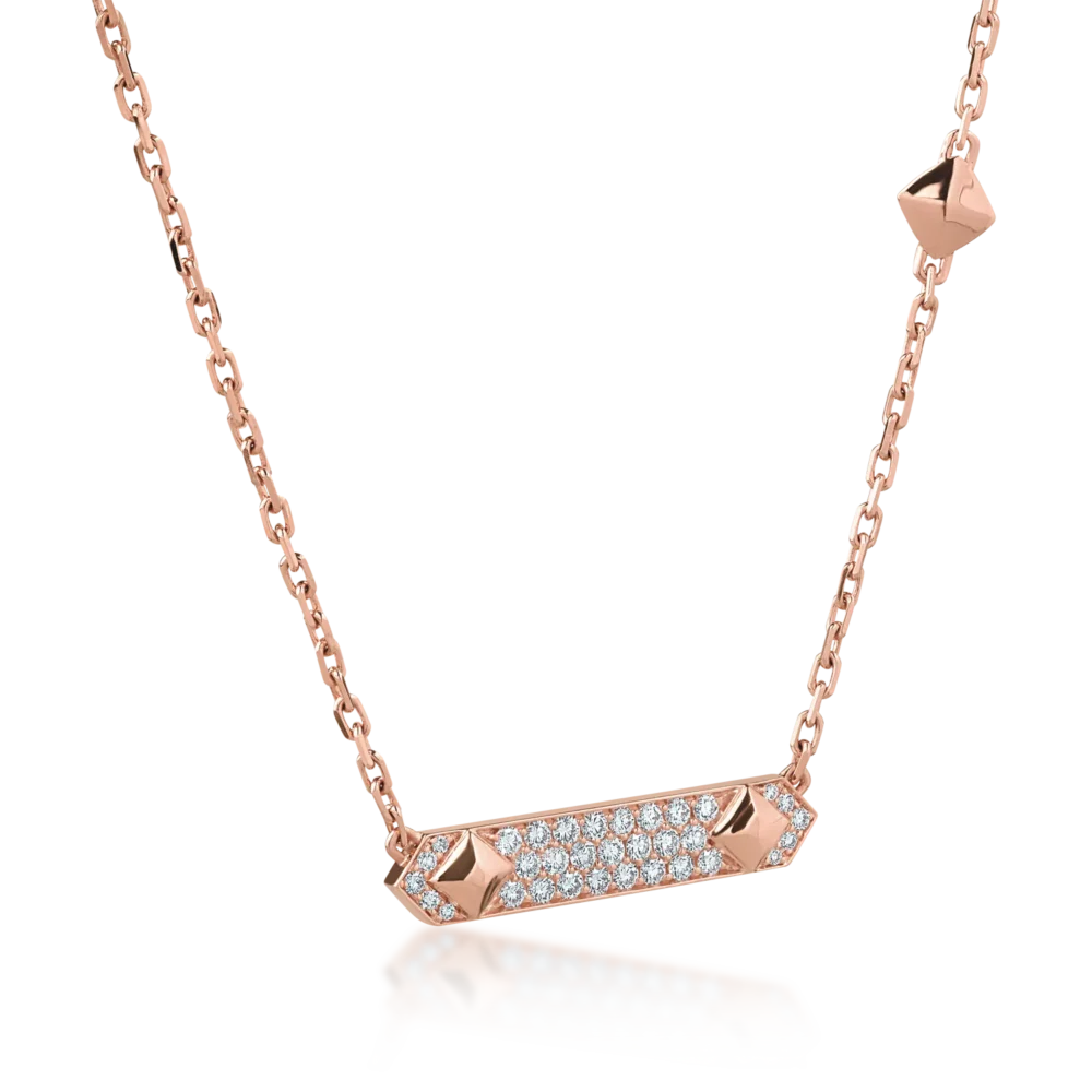 Lant cu pandantiv din aur roz cu diamante de 0.65ct - imagine 2