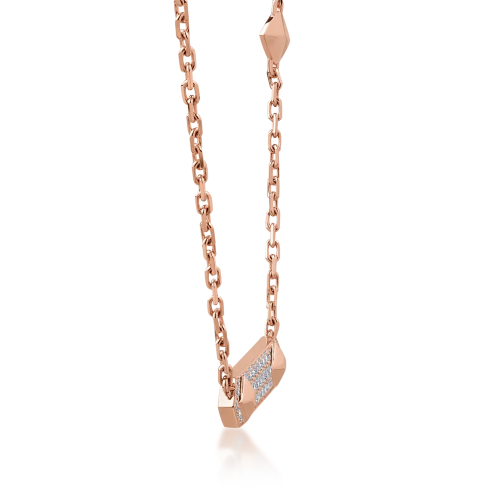 Lant cu pandantiv din aur roz cu diamante de 0.65ct - imagine 3