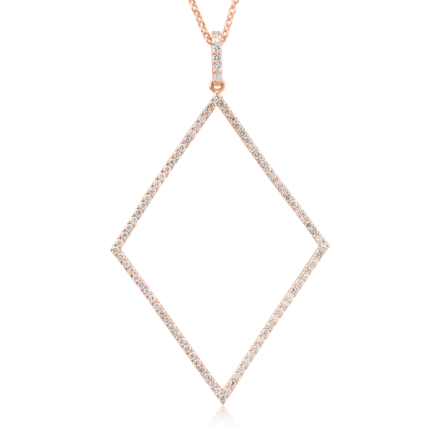 Lant cu pandantiv din aur roz cu diamante de 0.76ct