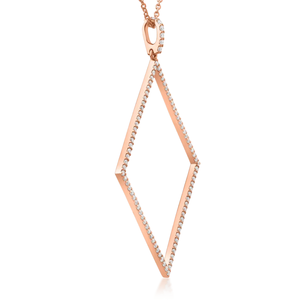 Lant cu pandantiv din aur roz cu diamante de 0.76ct - imagine 2