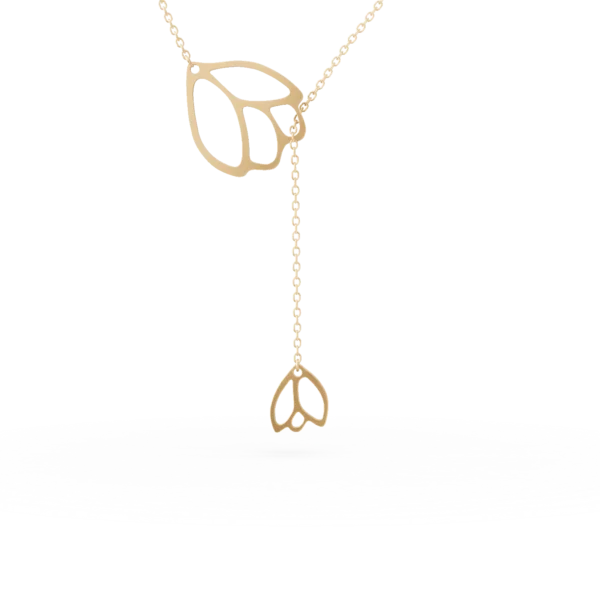 Lant cu pandantiv floare din aur galben