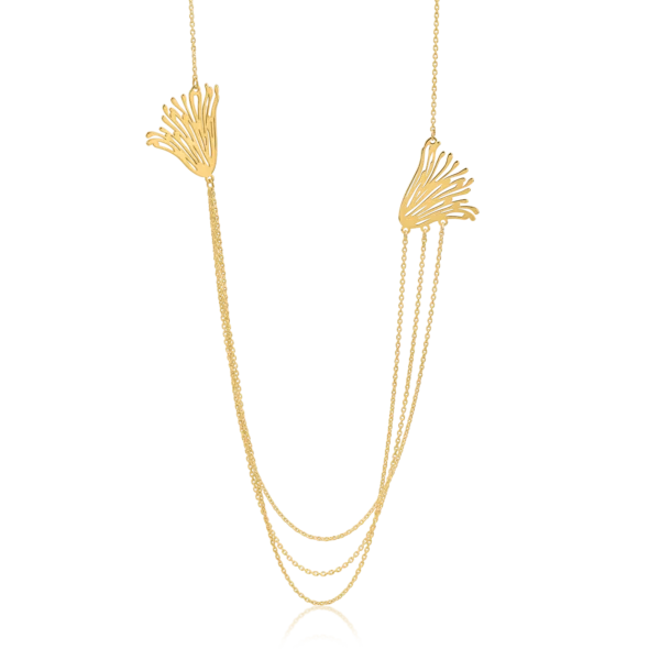 Lant cu pandantiv floare din aur galben