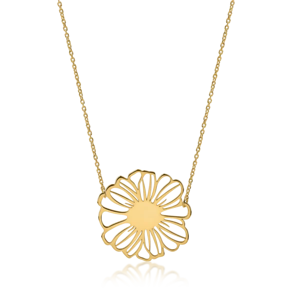 Lant cu pandantiv floare din aur galben