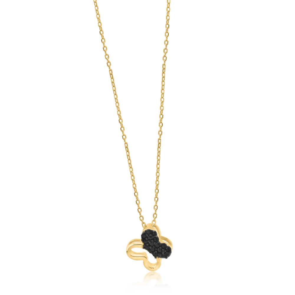 Lant cu pandantiv fluturas din aur galben