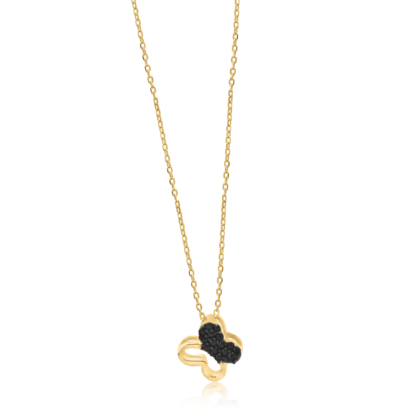 Lant cu pandantiv fluturas din aur galben