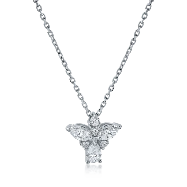 Lant cu pandantiv fluture din aur alb cu diamante de 0.51ct