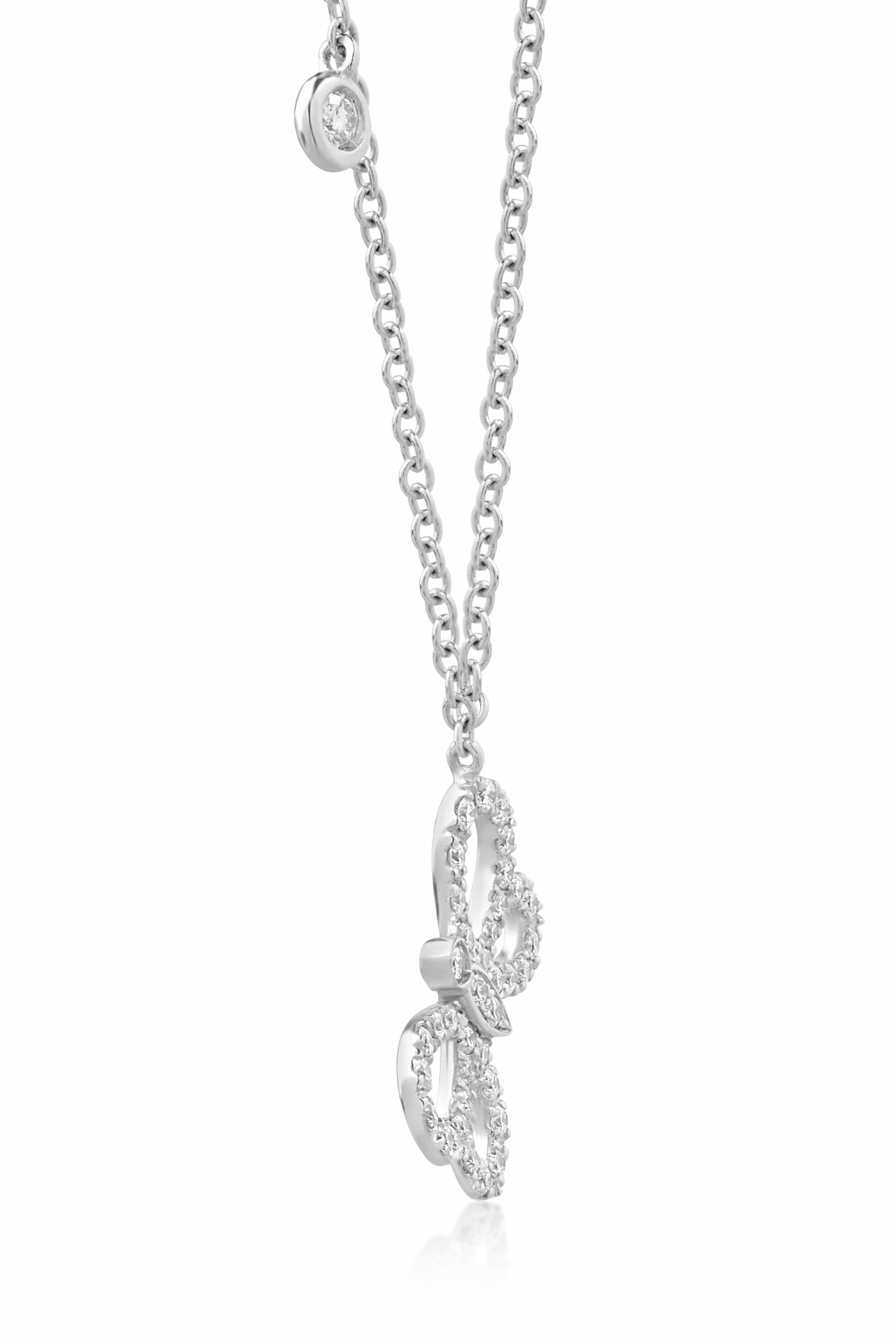 Lant cu pandantiv fluture din aur alb cu diamante de 0.25ct - imagine 3