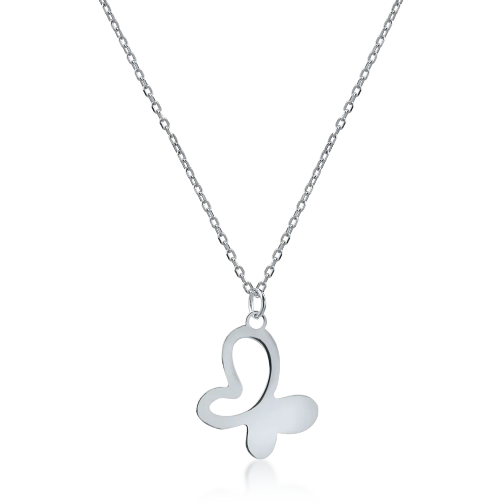 Lant cu pandantiv fluture din aur alb