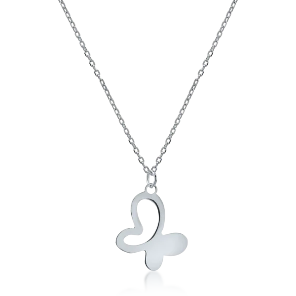 Lant cu pandantiv fluture din aur alb