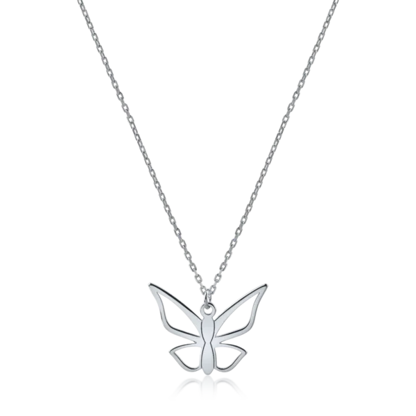 Lant cu pandantiv fluture din aur alb